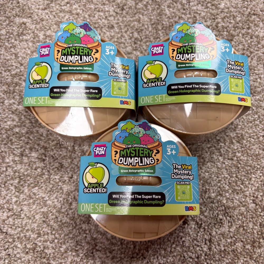 LOT OF 3 RMS Crazy Fun Mystery Dumpling Apple Scented Green Holo Edition Squishy